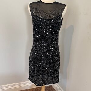 Oleg Cassini Black Sparkle Mini Dress